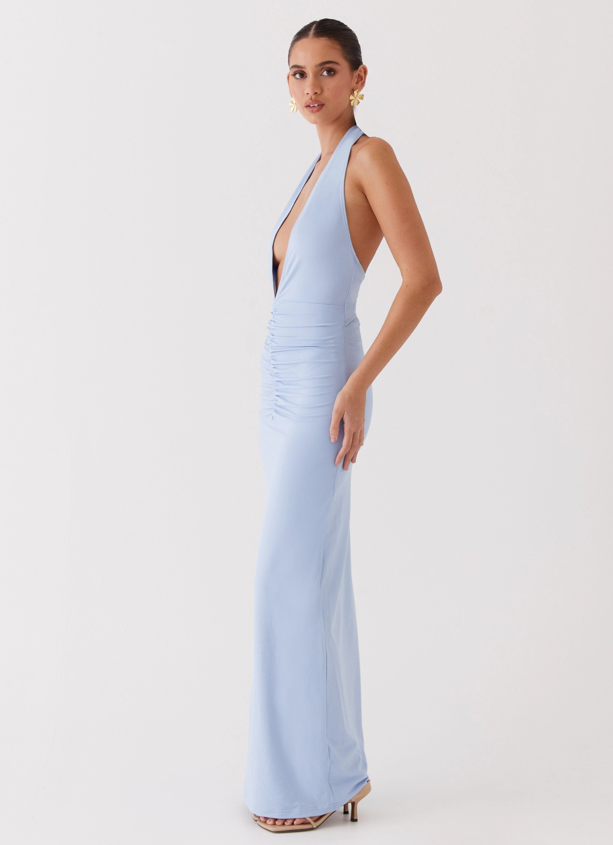 Whisked Away Halterneck Maxi Dress - Blue