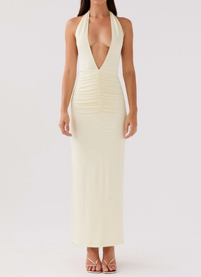 Whisked Away Halterneck Maxi Dress - Canary Whisked Away Halterneck Maxi Dress - Canary