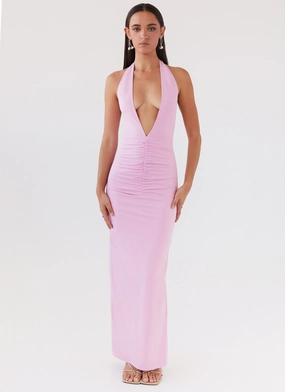 Whisked Away Halterneck Maxi Dress - Pink Whisked Away Halterneck Maxi Dress - Pink