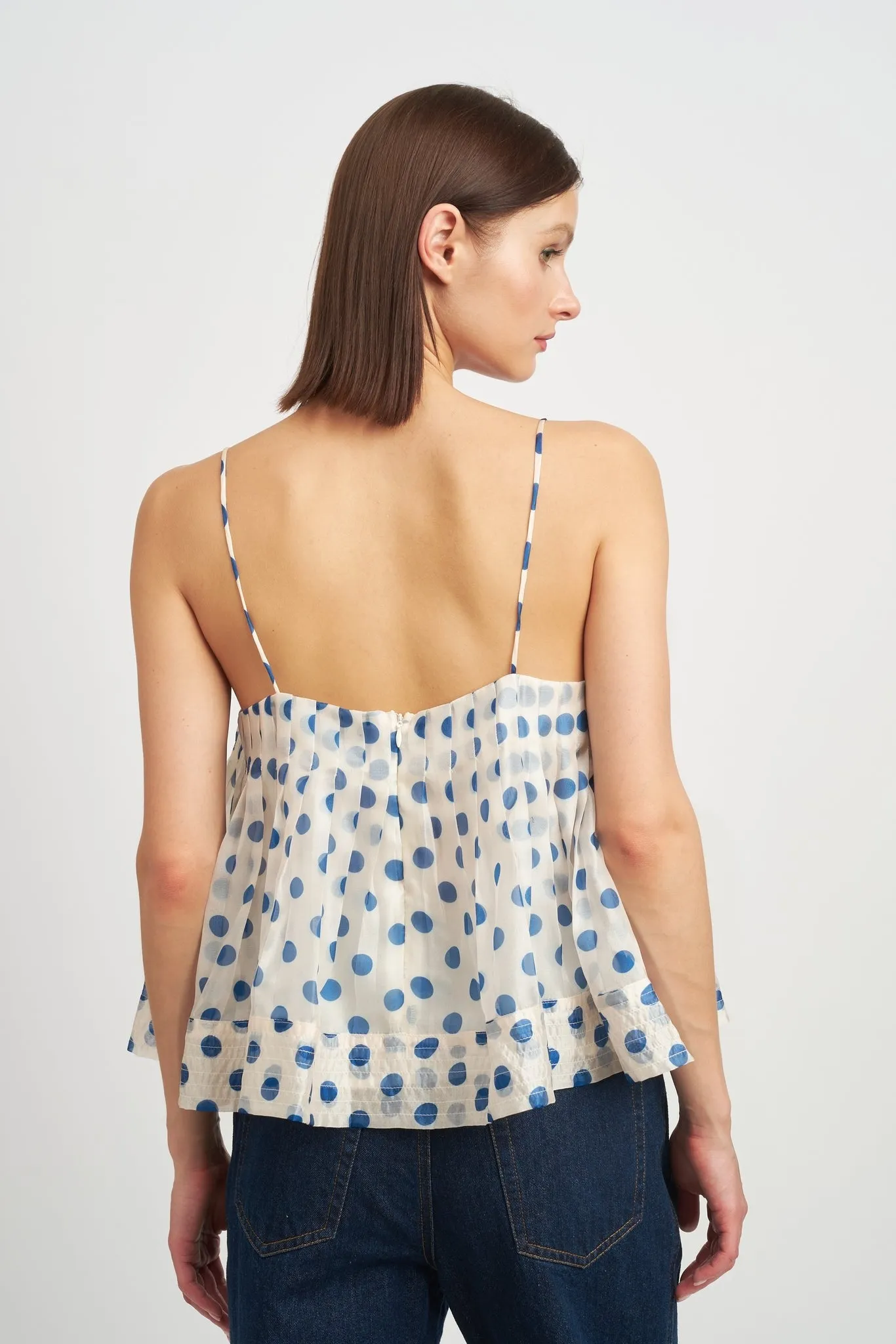 White And Blue Polka Dot Frances Cami