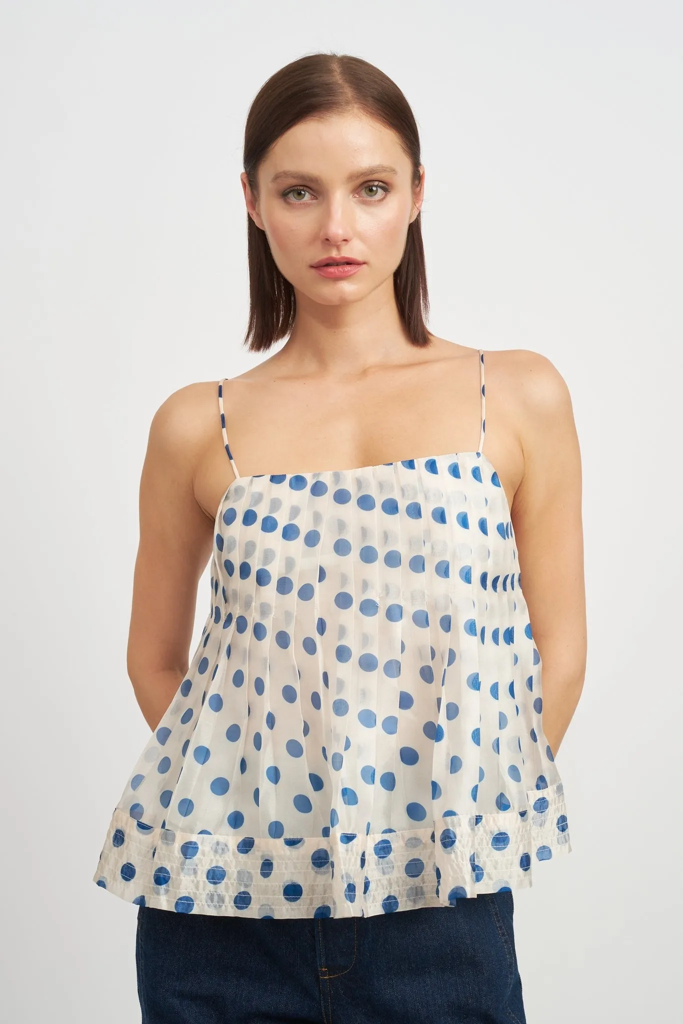 White And Blue Polka Dot Frances Cami