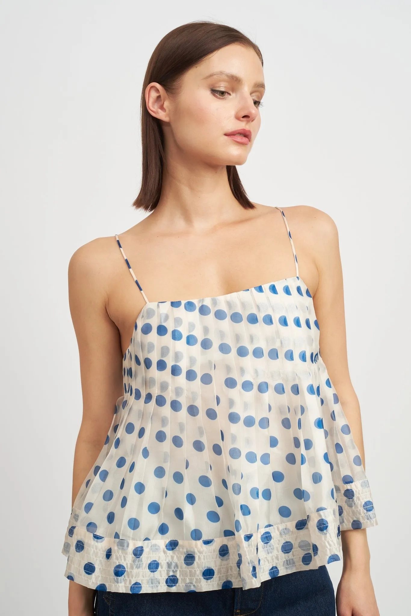 White And Blue Polka Dot Frances Cami