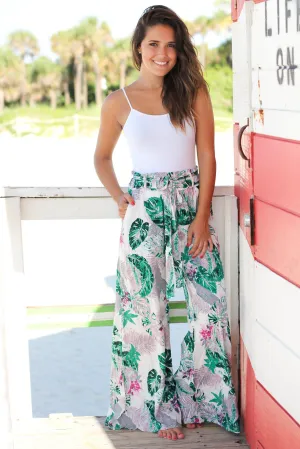 White Tropical Pants