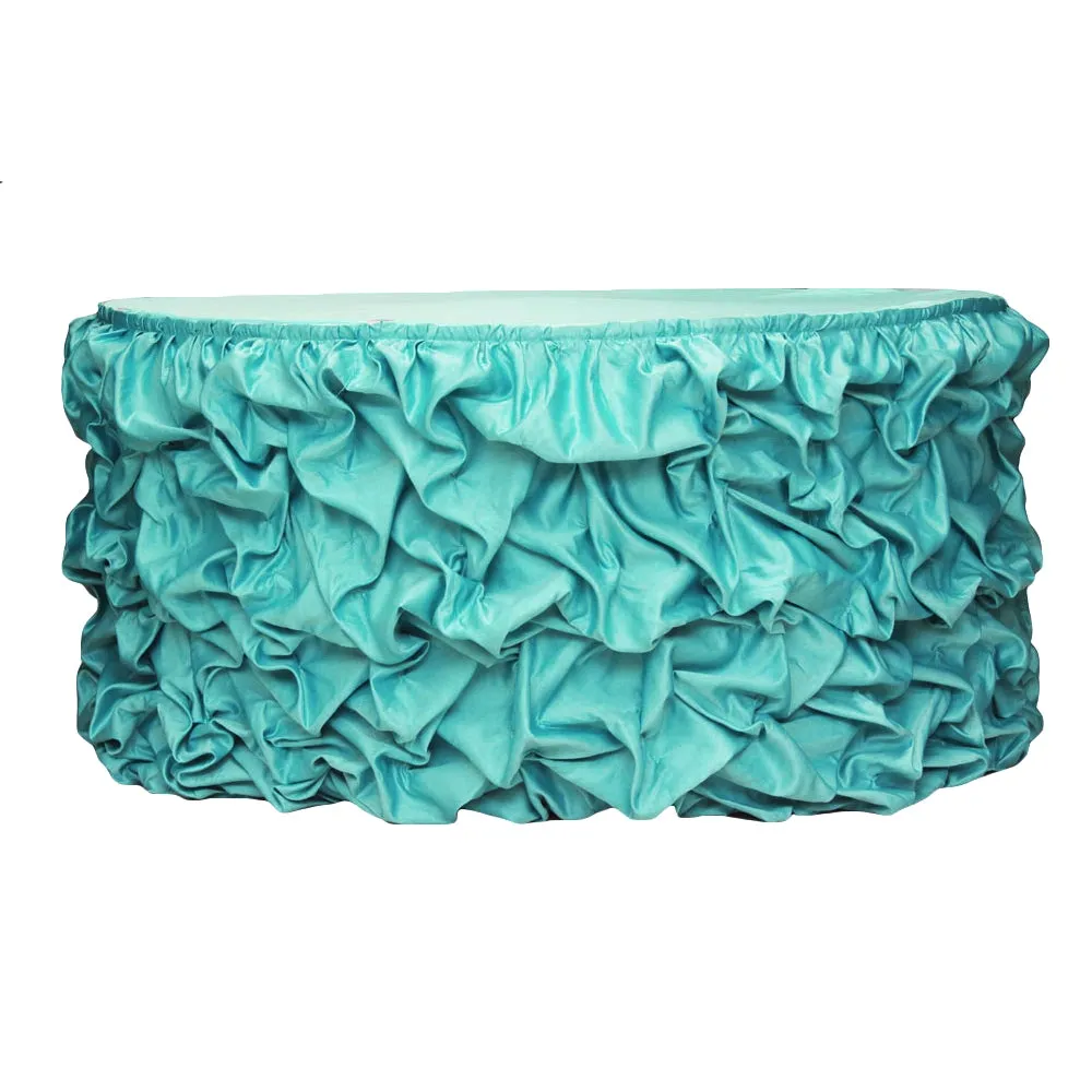Wholesale 17ft Gathered Lamour 100% Polyester Satin Table Skirt