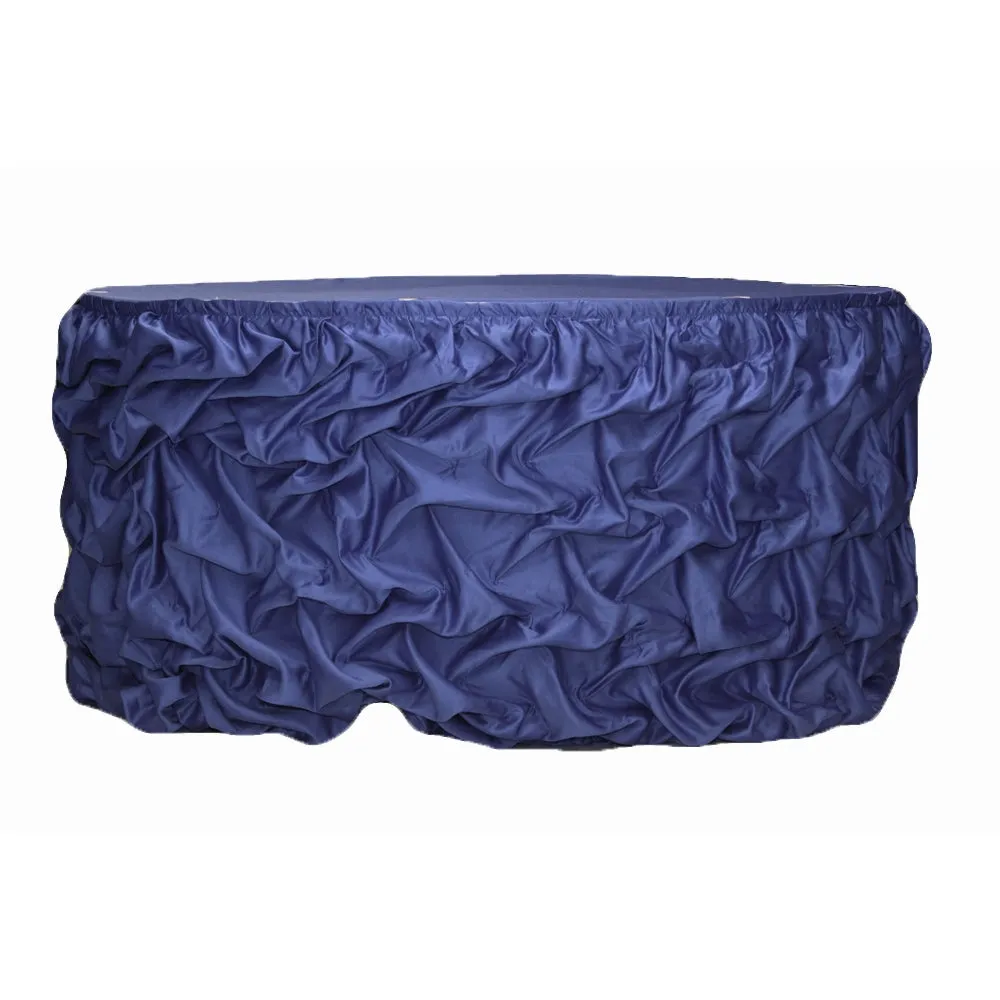 Wholesale 17ft Gathered Lamour 100% Polyester Satin Table Skirt