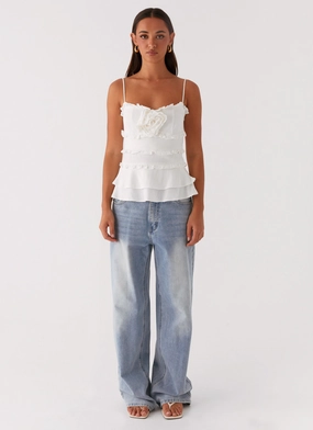 Wilde Linen Rose Top - White Wilde Linen Rose Top - White