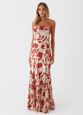 Willa Maxi Dress - Red Green Floral Willa Maxi Dress - Red Green Floral