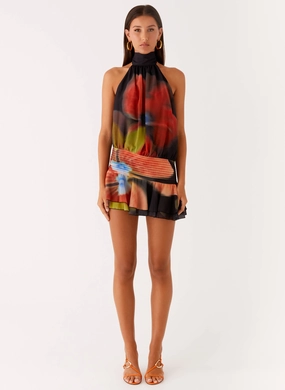 Willow Chiffon Mini Dress - Moody Floral Willow Chiffon Mini Dress - Moody Floral