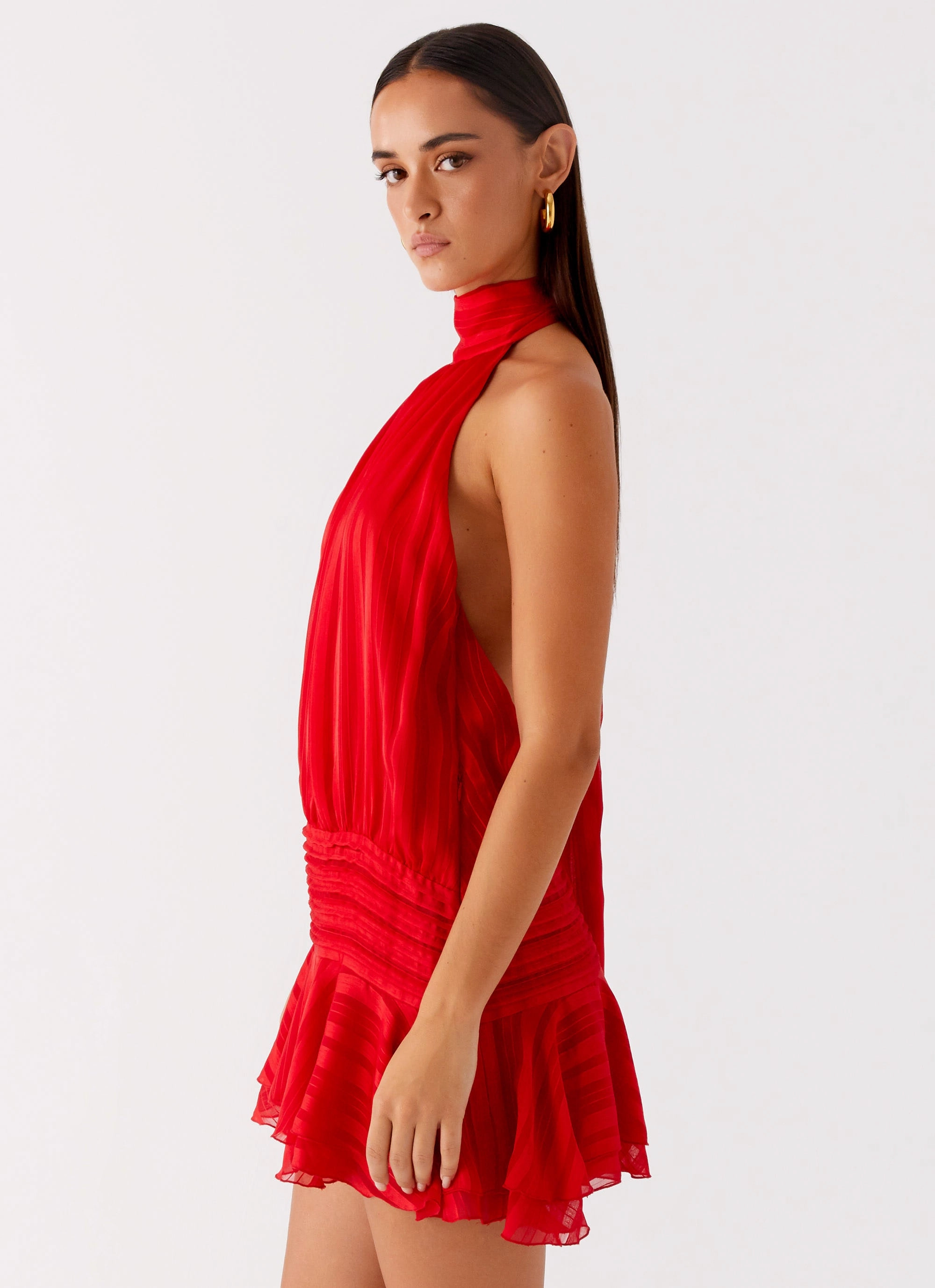 Willow Chiffon Mini Dress - Red