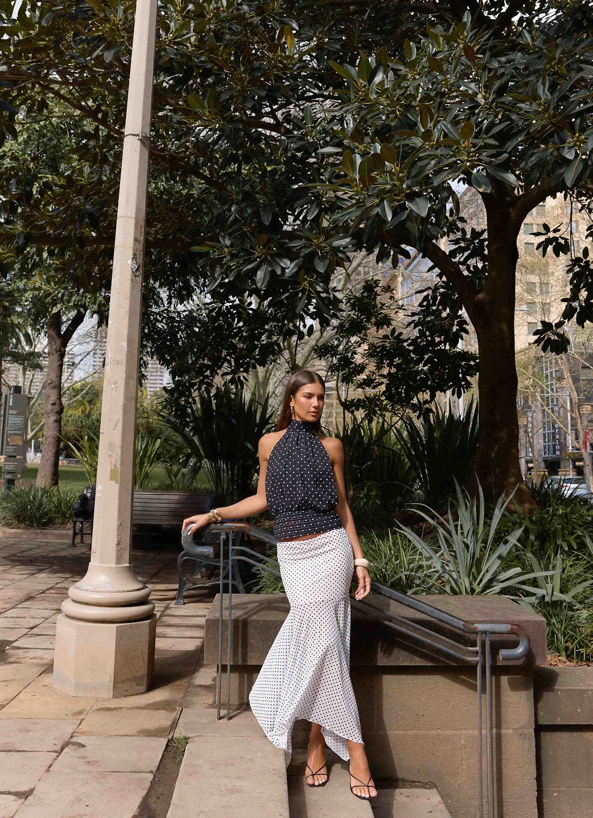 Willow Chiffon Top - Black Polkadot