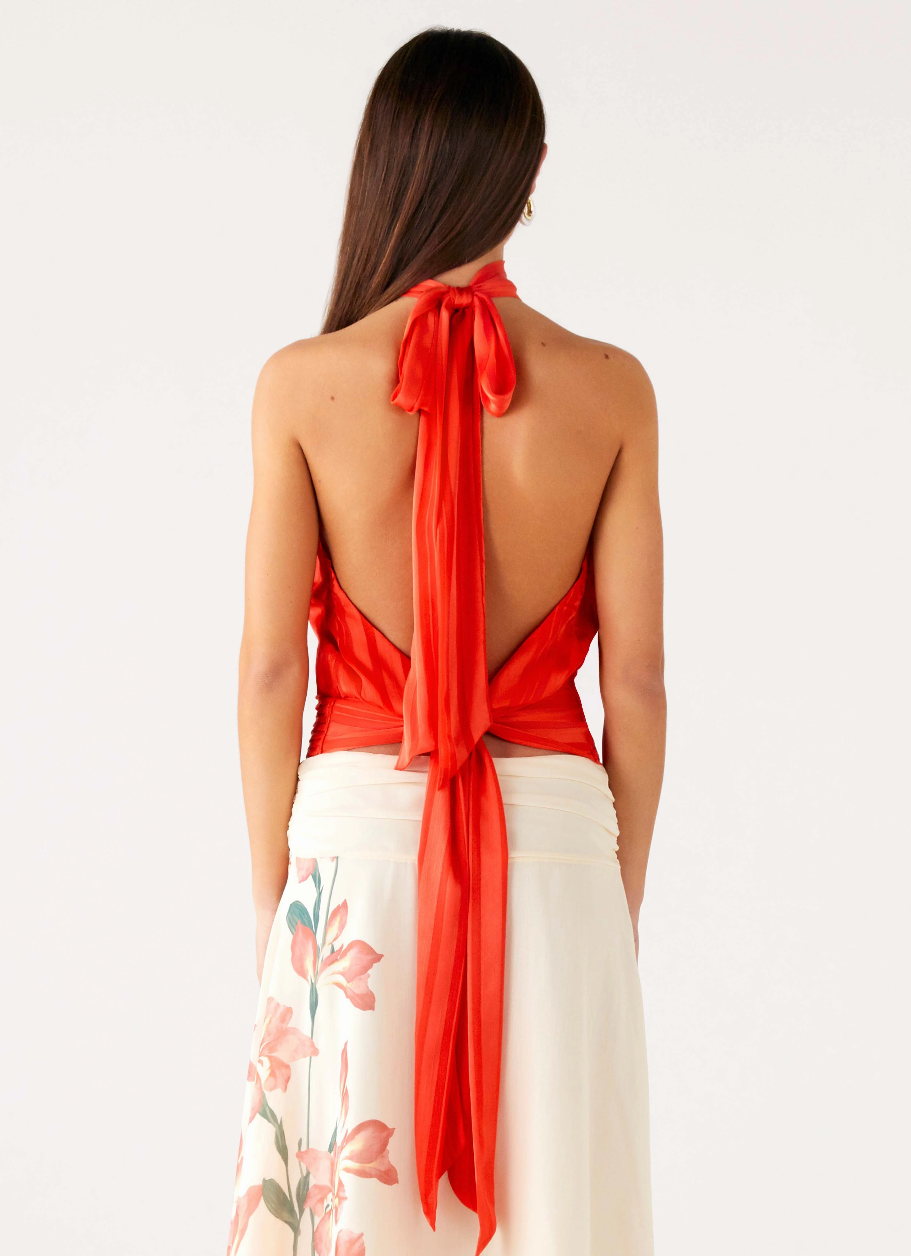 Willow Chiffon Top - Coral