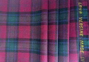 Wine, Bottle Green & Navy Virgin Wool Twill Tartan Plaid (Made in Italy)