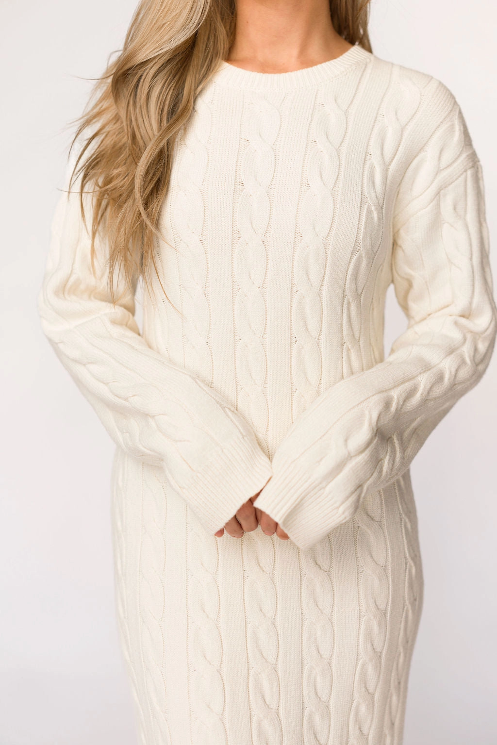 Winslet Cable Knit Maxi Dress in Cream (Almost Sold Out) *Final-Sale*