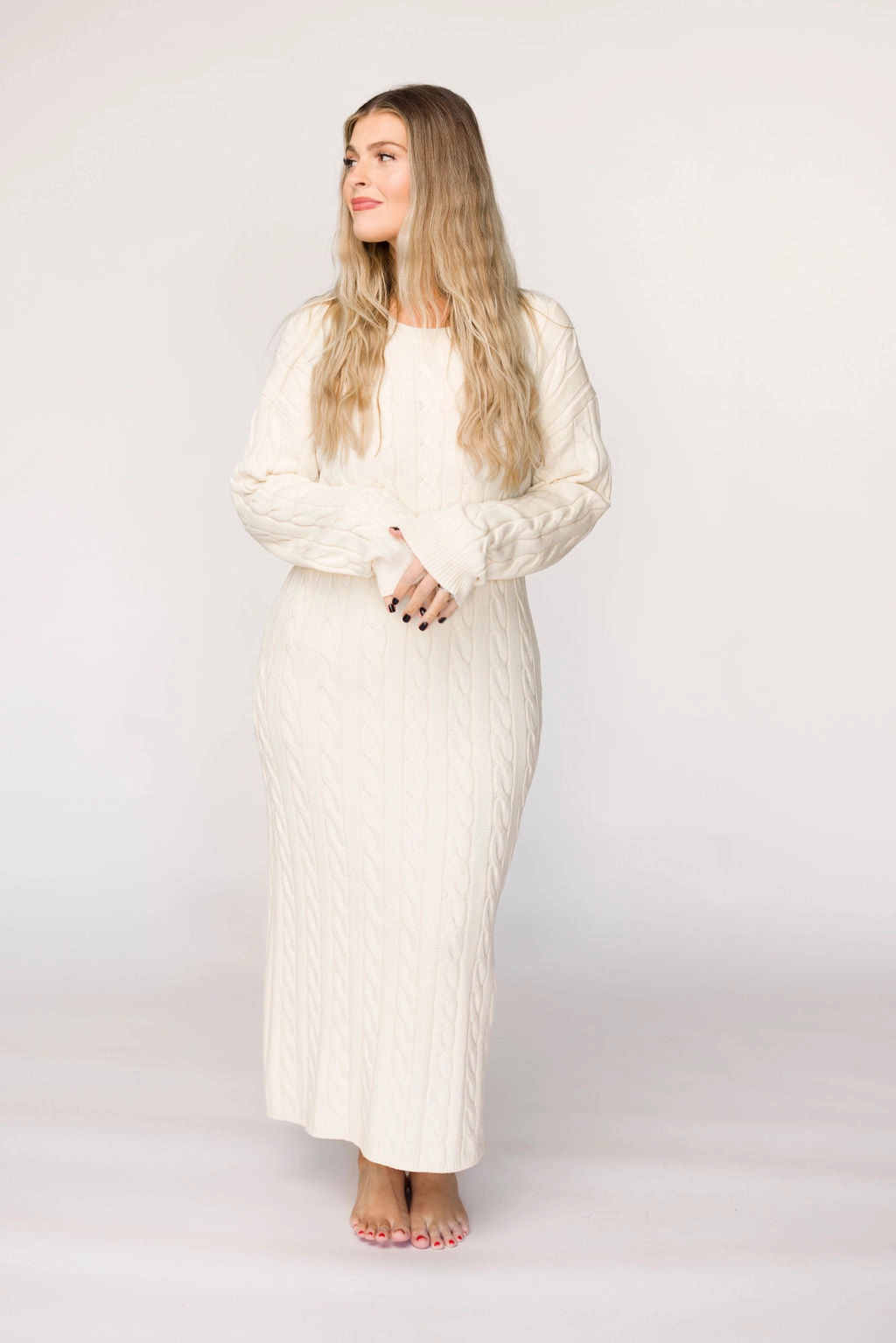 Winslet Cable Knit Maxi Dress in Cream (Almost Sold Out) *Final-Sale*