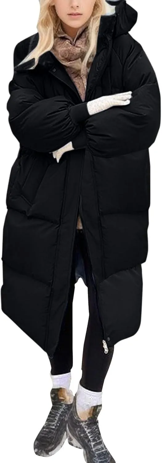 Winter Coats For Women 2024 Long Down Puffer Parka Jacket Winter Down Hooded Long Quilted Puffer Ladies Outerwear