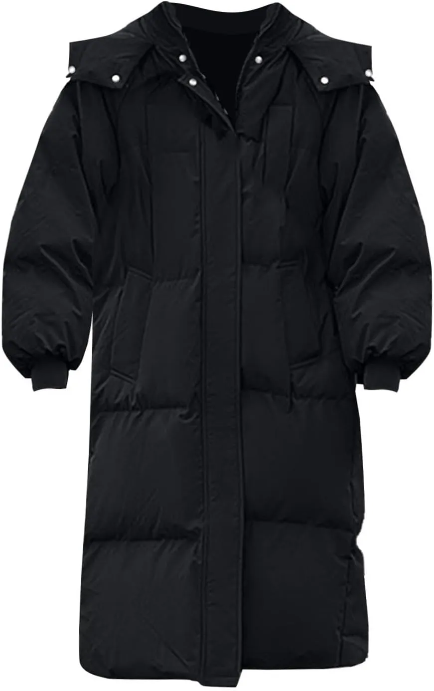 Winter Coats For Women 2024 Long Down Puffer Parka Jacket Winter Down Hooded Long Quilted Puffer Ladies Outerwear