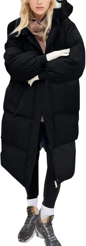 Winter Coats For Women 2024 Long Down Puffer Parka Jacket Winter Down Hooded Long Quilted Puffer Ladies Outerwear
