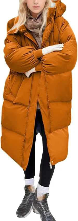 Winter Coats For Women 2024 Long Down Puffer Parka Jacket Winter Down Hooded Long Quilted Puffer Ladies Outerwear
