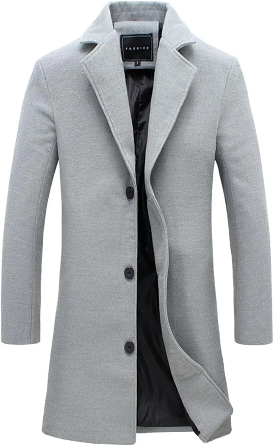 Winter Jackets for Men Long Trench Coats Wool Blend Peacoat Trendy Notched Lapel Overcoat Single Breasted Jacket 2024