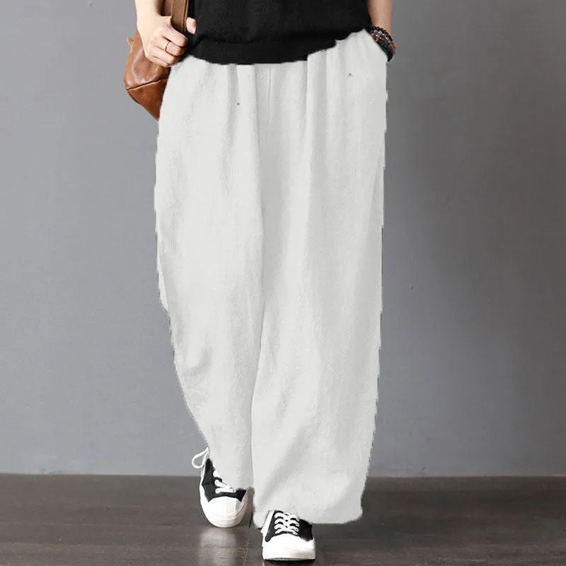 Women Casual Cotton Wide Leg Pants