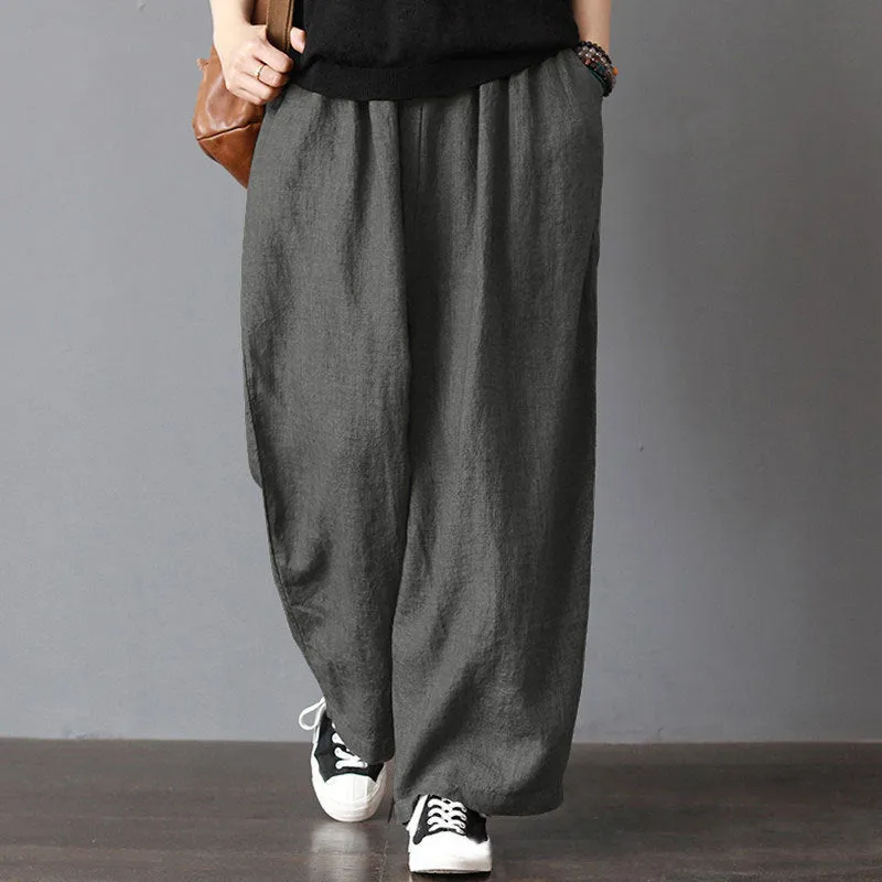 Women Casual Cotton Wide Leg Pants