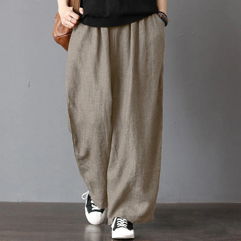Women Casual Cotton Wide Leg Pants