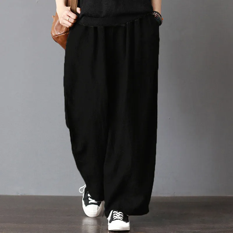 Women Casual Cotton Wide Leg Pants