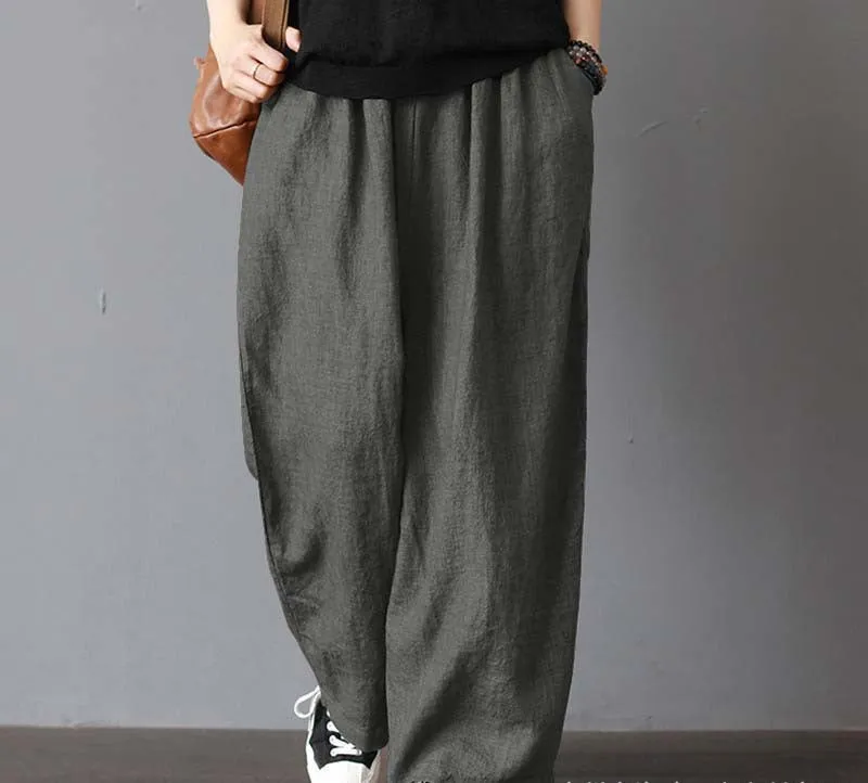 Women Casual Cotton Wide Leg Pants
