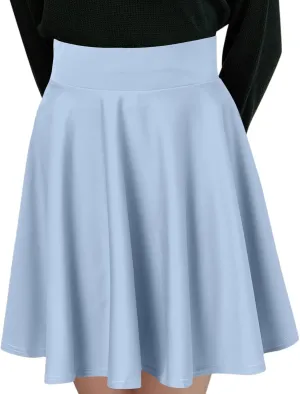 Women Casual Solid Half Skirt Solid Color A-Line Pleated Mini Skirt Built-in Shorts