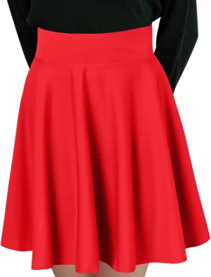 Women Casual Solid Half Skirt Solid Color A-Line Pleated Mini Skirt Built-in Shorts