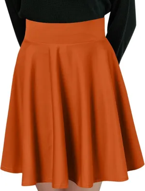 Women Casual Solid Half Skirt Solid Color A-Line Pleated Mini Skirt Built-in Shorts