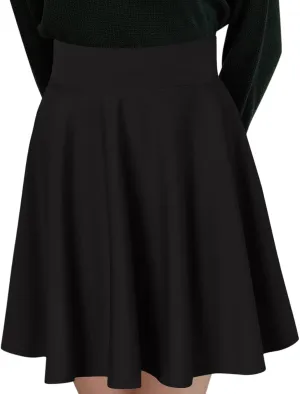 Women Casual Solid Half Skirt Solid Color A-Line Pleated Mini Skirt Built-in Shorts