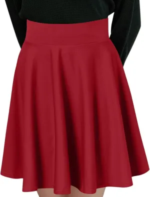 Women Casual Solid Half Skirt Solid Color A-Line Pleated Mini Skirt Built-in Shorts