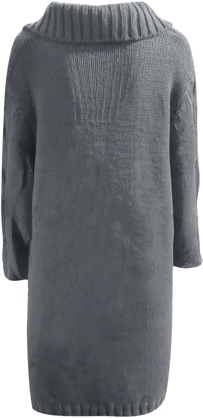 Women Chunky Knit Sweater Coats with Pockets Open Front Cardigan Sweaters Plus Size Long Overcoat Solid Winter Jacket