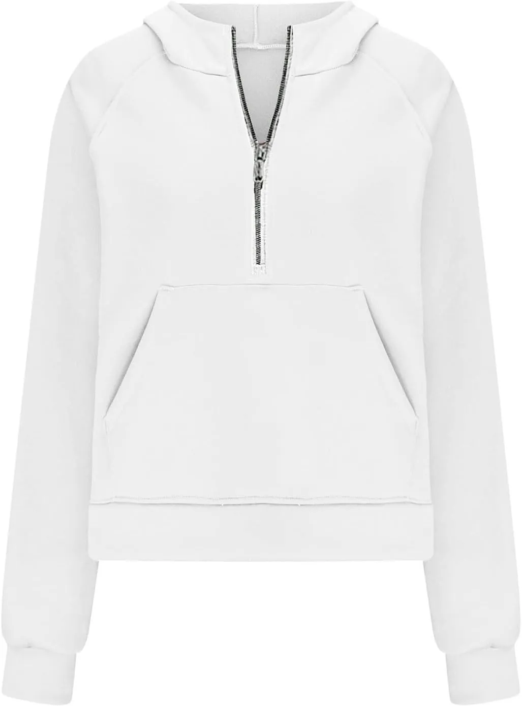 Women Cropped Sweatshirt Fashion Hoodies Casual Long Sleeve Half Zip Fleece Pullover Loose Workout Jackets with Pockets