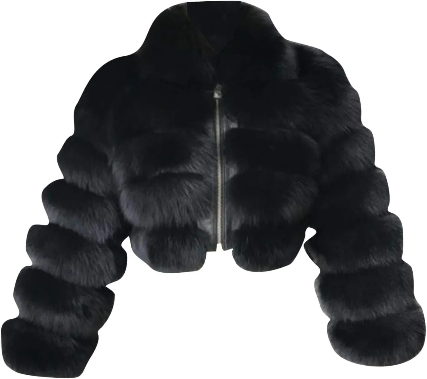 Women Elegant Faux Fur Coat Sexy Plus Size Short Jacket Warm Furry Faux Crop Jacket Long Sleeve Outerwear for Winter