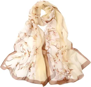 Women Flower Print Long Scarves Soft Wrap Scarf Silk Shawl Scarves for Cold Weather Winter Warm Scarf