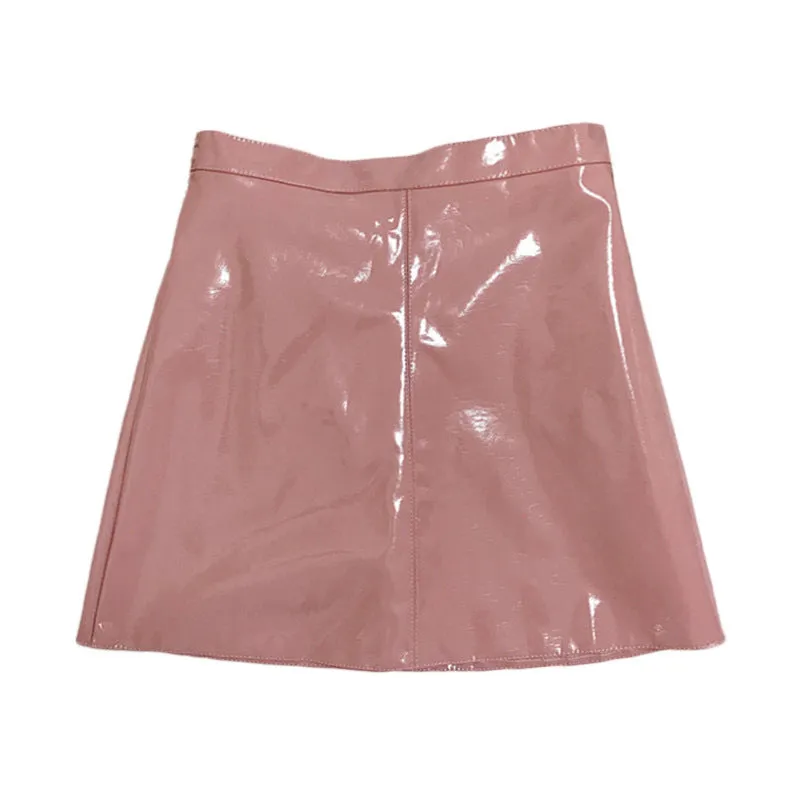 Women Glossy Skirt High Waist A-Line Skirt Hip Flattering Skirt Skirt