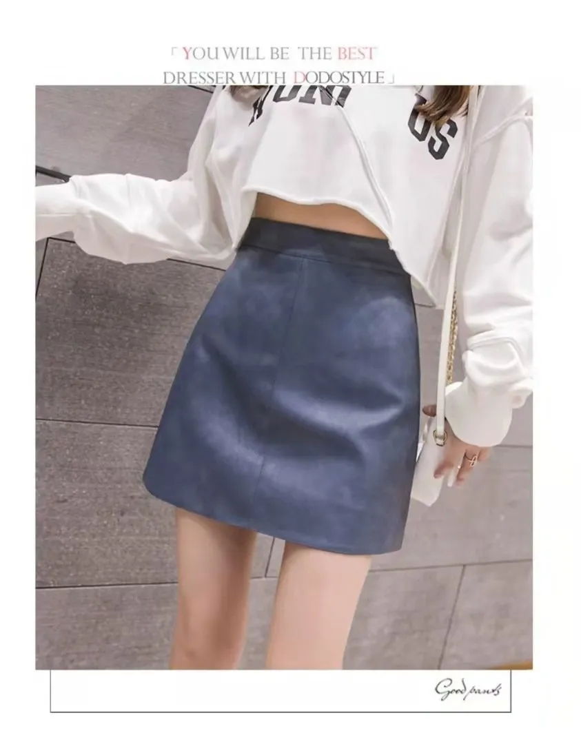 Women Glossy Skirt High Waist A-Line Skirt Hip Flattering Skirt Skirt