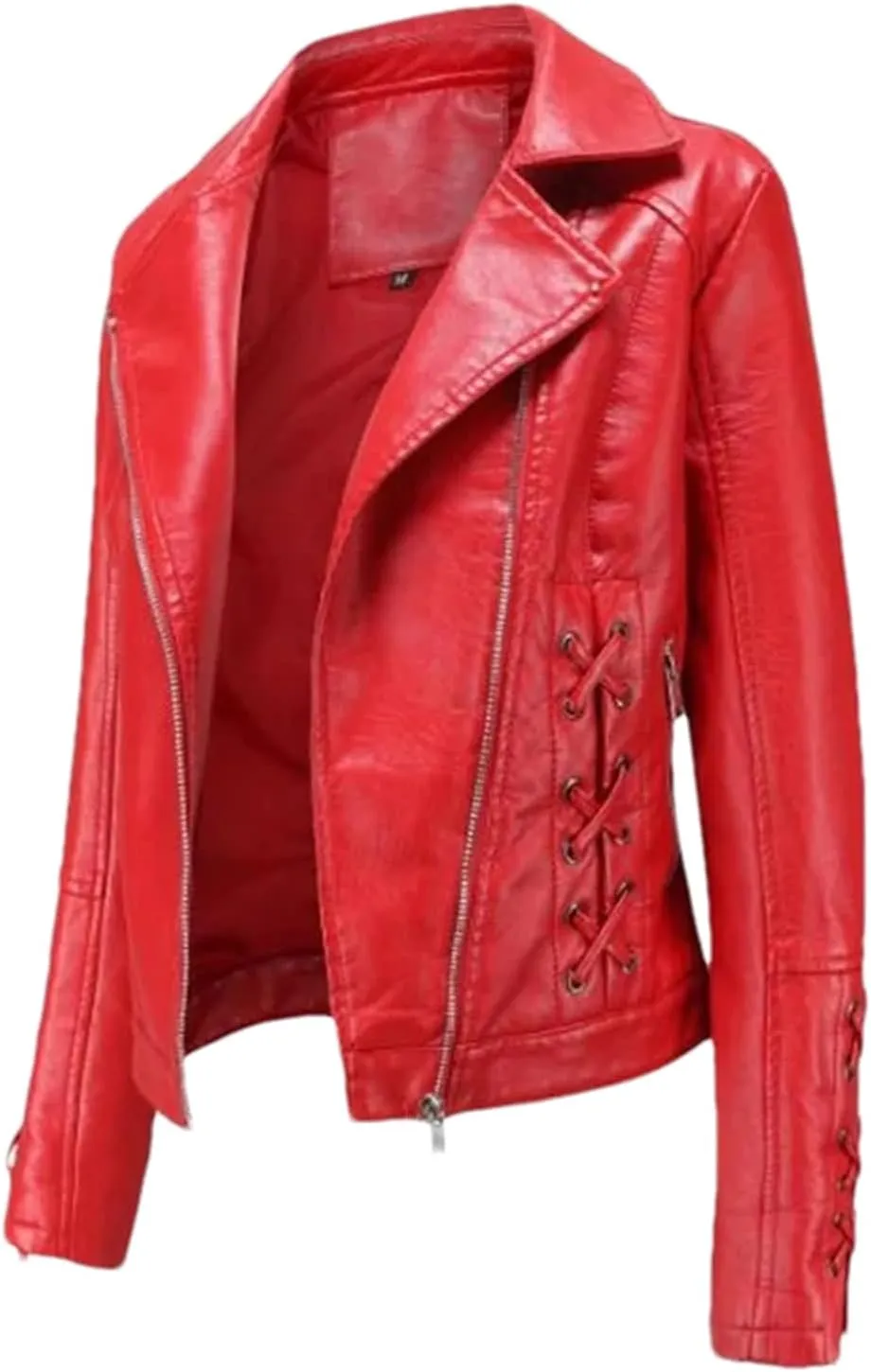 Women Leather Jacket Spring Coat Black Red Moto Biker Zipper Jacket Ladies EN8 Beige Jacket Women Autumn
