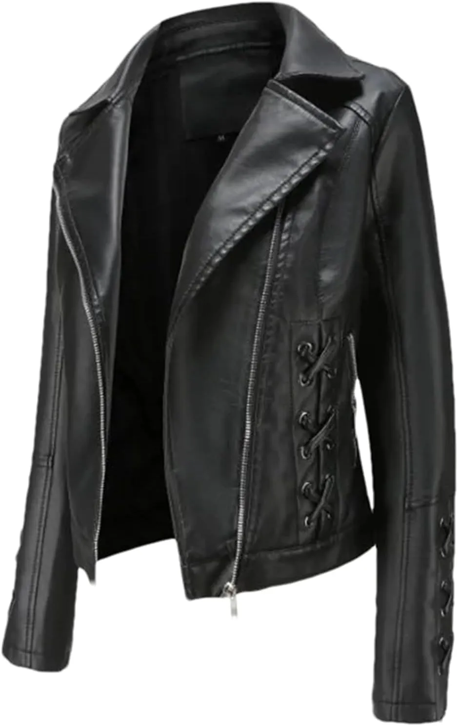 Women Leather Jacket Spring Coat Black Red Moto Biker Zipper Jacket Ladies EN8 Beige Jacket Women Autumn