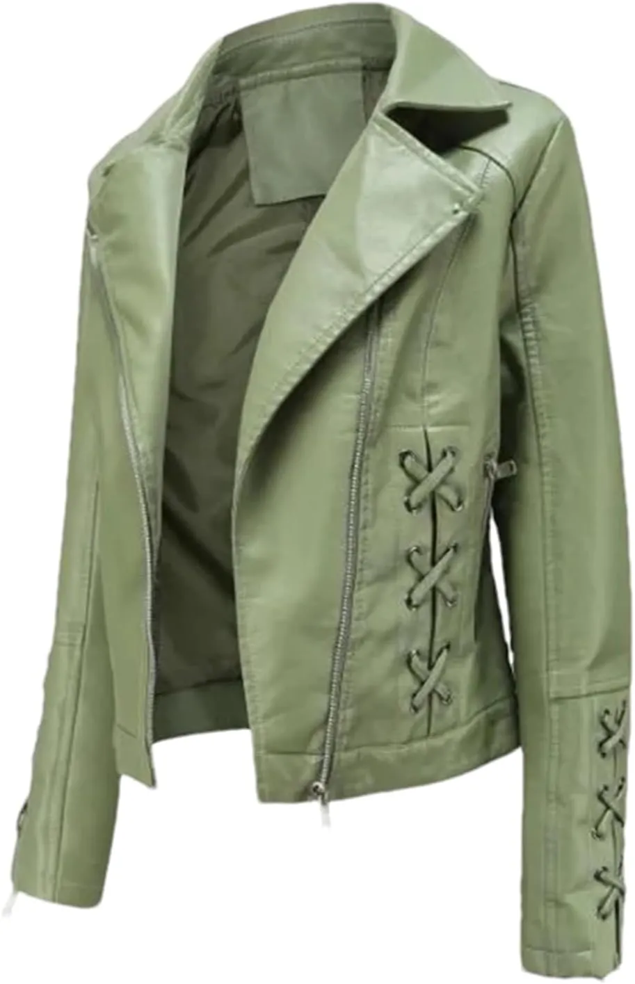 Women Leather Jacket Spring Coat Black Red Moto Biker Zipper Jacket Ladies EN8 Beige Jacket Women Autumn