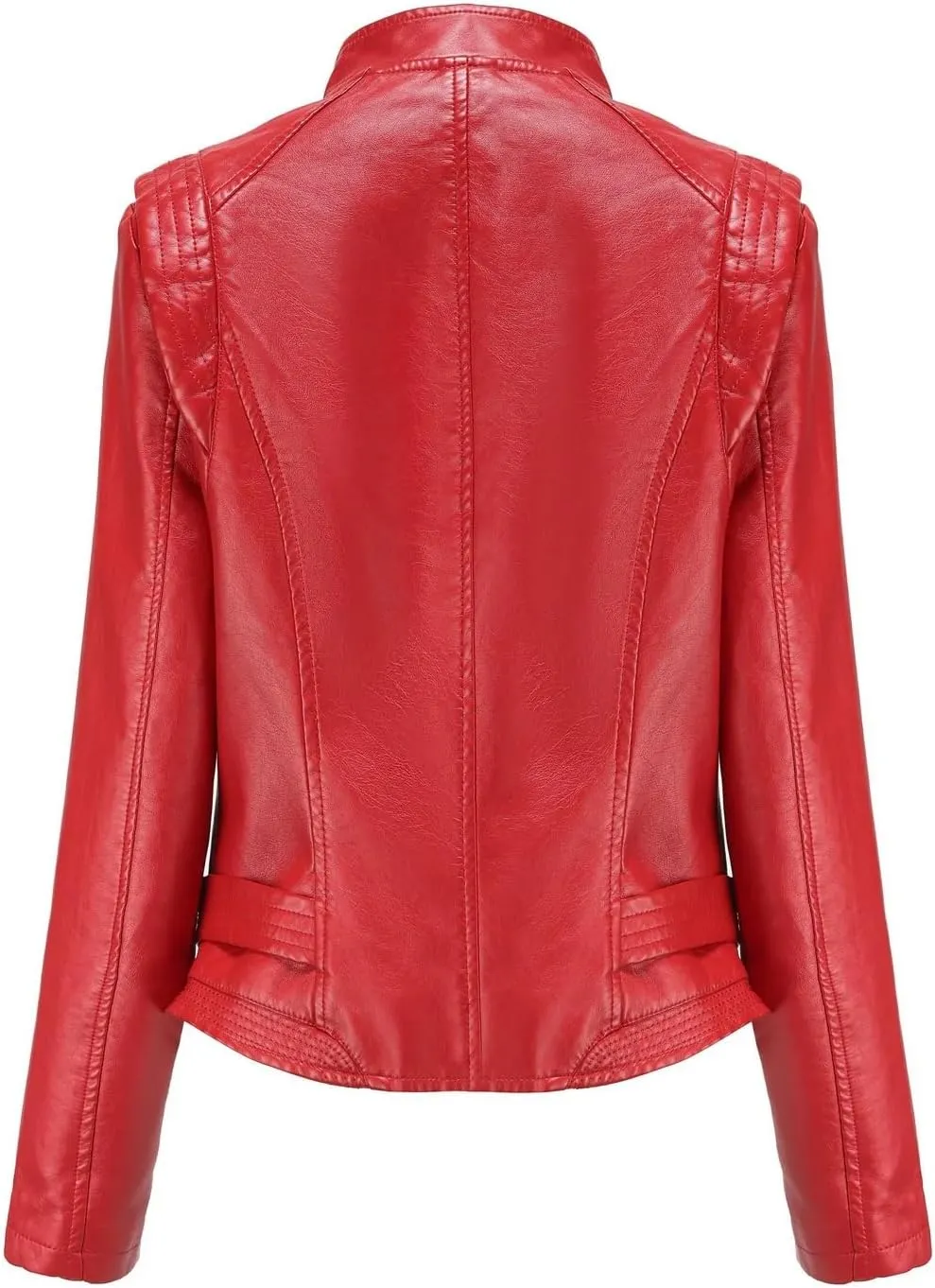 Women Moto Biker Zipper Jacket Spring Motorcycle Faux Leather Jacket Women Autumn Coat In Outerwear Red Beige Black