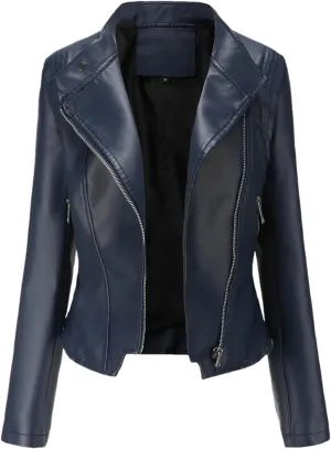 Women Moto Biker Zipper Jacket Spring Motorcycle Faux Leather Jacket Women Autumn Coat In Outerwear Red Beige Black
