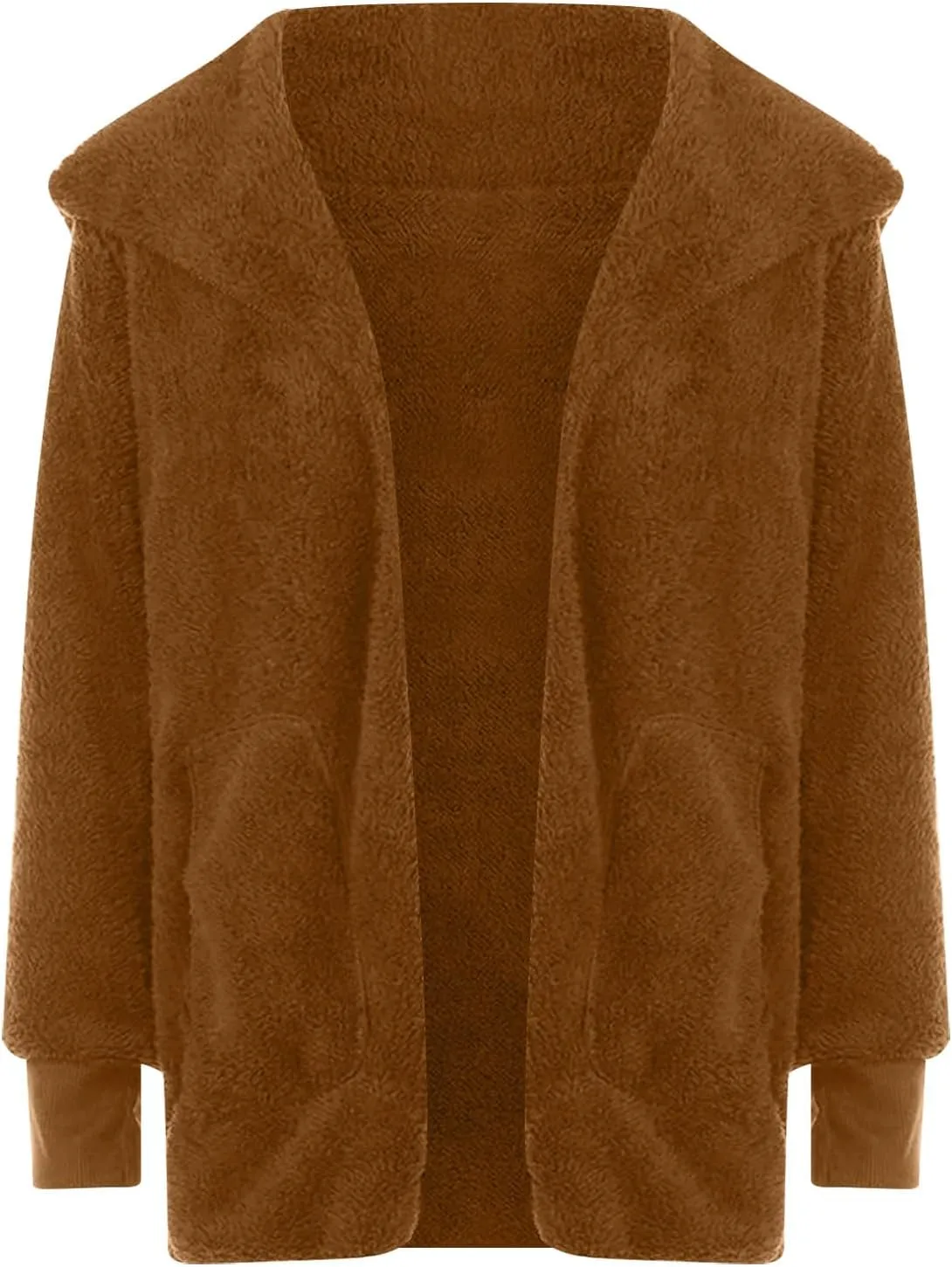 Women Oversized Plush Hoodie Coat Open Front Draped Pockets Cardigan Plain Plus Size Jacket Lightweight Sweater Coats