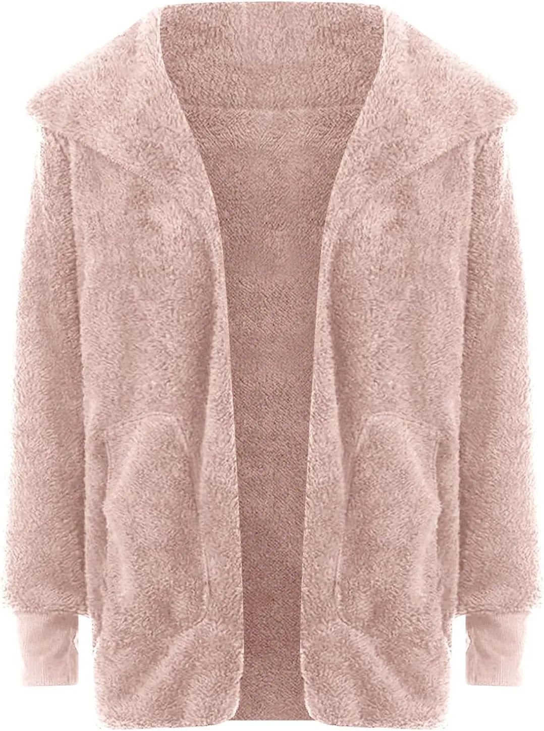 Women Oversized Plush Hoodie Coat Open Front Draped Pockets Cardigan Plain Plus Size Jacket Lightweight Sweater Coats