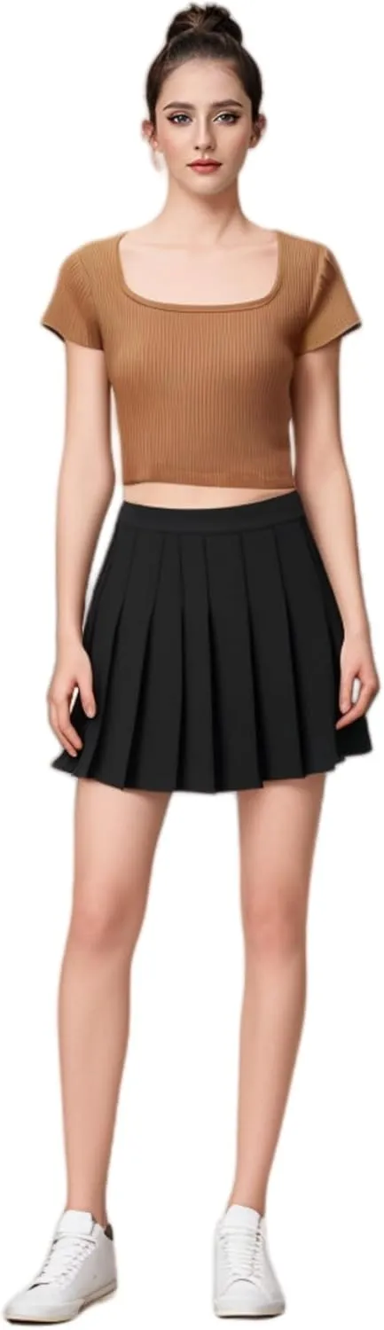 Women Pleated Skirt High Waist Casual Mini Tennis Skirts A-line Mini Skirt
