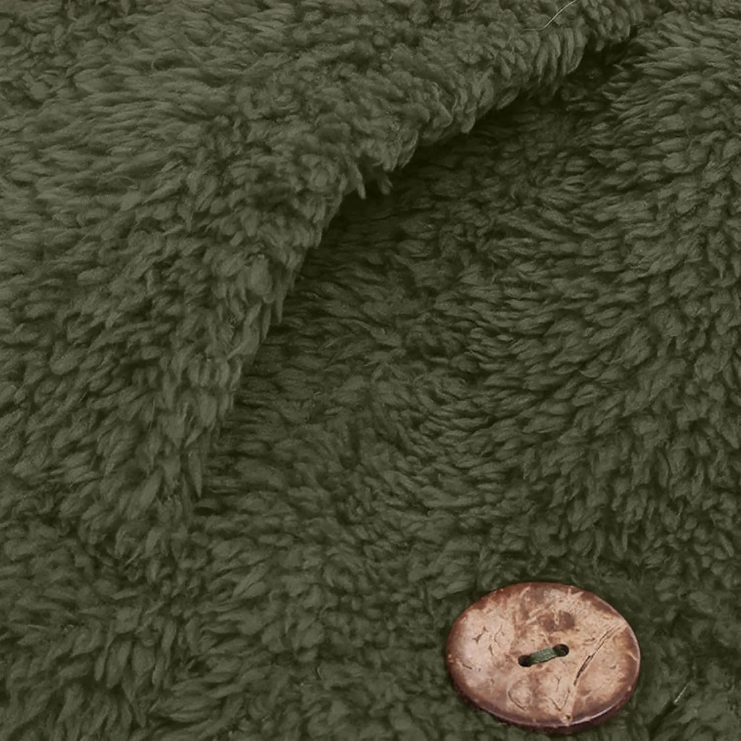 Women Plus Size Plush Coats Button Tops Hooded Loose Cardigan Wool Winter Jacket Warm Solid Color Sweater Coat