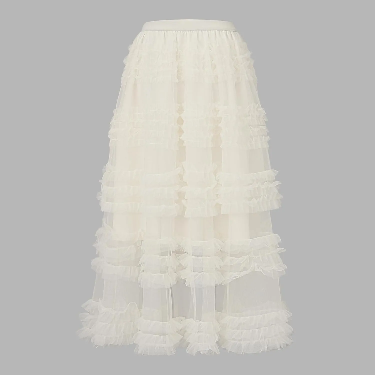 Women Puffy Tulle Maxi Skirt Layered A Line Tiered Ruffle Long Skirts Mesh Tutu Skirt Petticoat