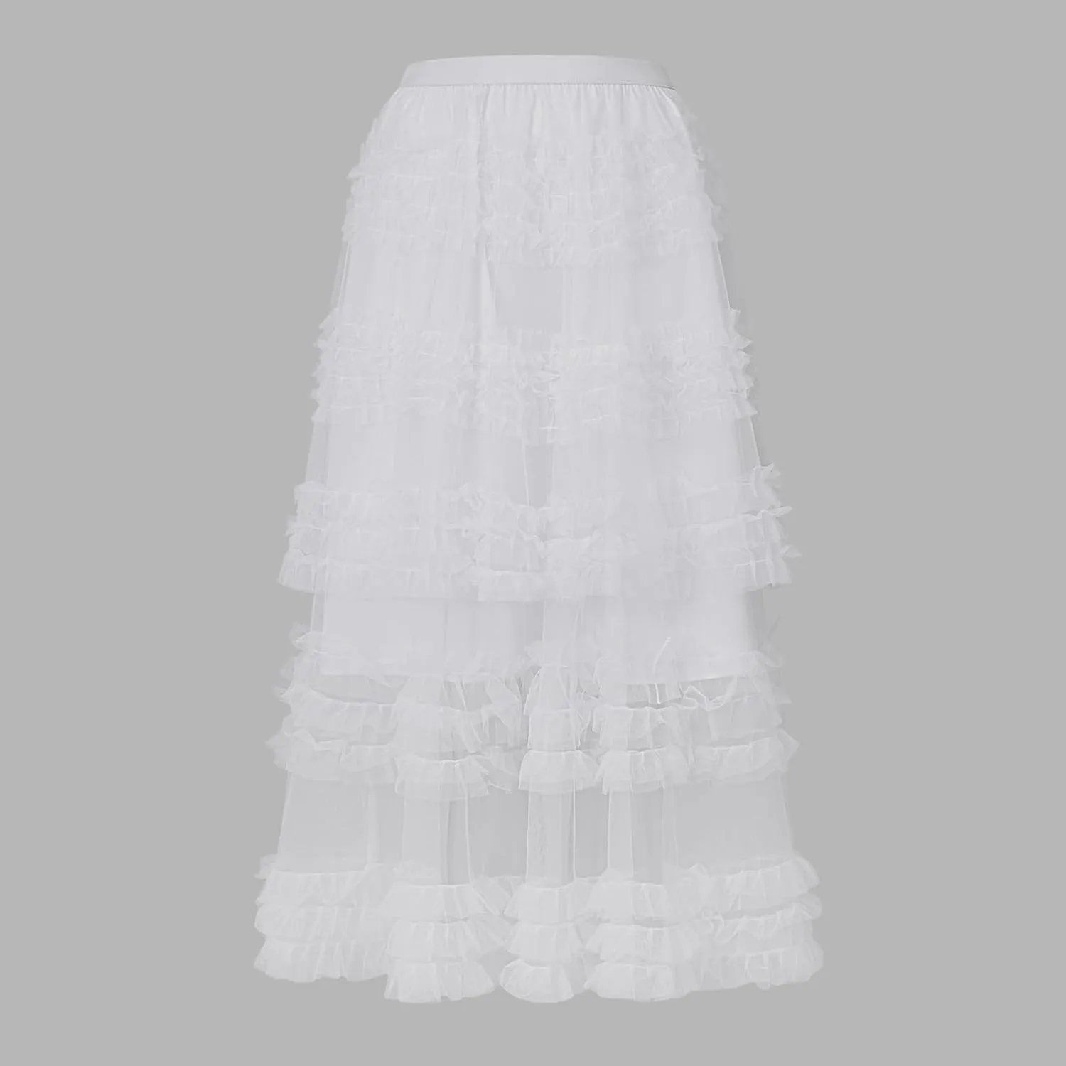 Women Puffy Tulle Maxi Skirt Layered A Line Tiered Ruffle Long Skirts Mesh Tutu Skirt Petticoat